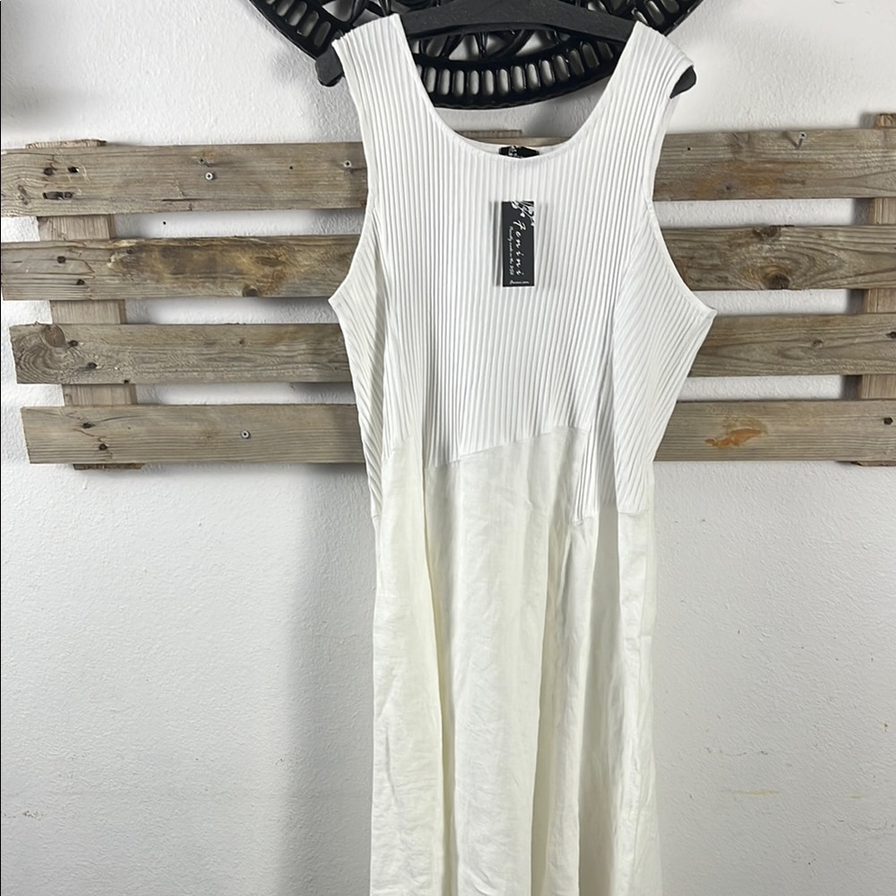 Cream A-Line Maxi Dress with Scoop Neck